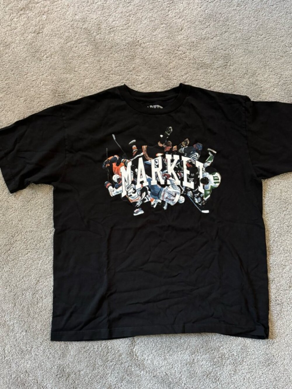 MARKET Hockey Players Graphic T-Shirt XL Black Cotton